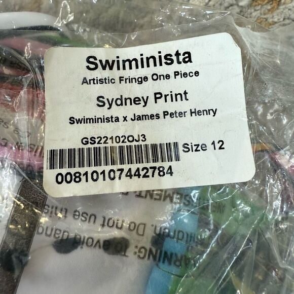 Swiminista X James Peter Henry girls Sydney print fringe swimsuit XL New - Picture 6 of 6